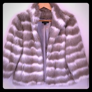 Faux fur jacket grey/silver/white FABULOUSITY